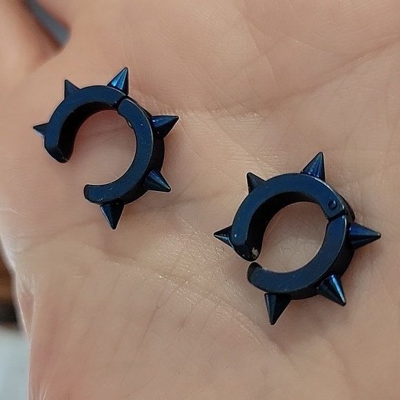 SPIKED HUGGY CLIP-ON EARRINGS, Choice of Color - Picture 5 of 9